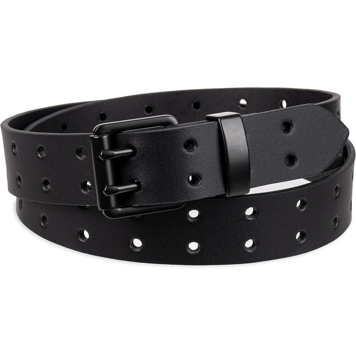 Чоловічий шкіряний ремінь Dickies з подвійними зубцями (42-44, чорний, перфорований)