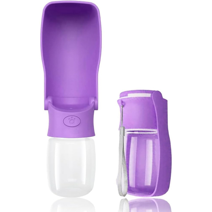 Водяна пляшка для собак на прогулянку 350мл/570мл. Водяна пляшка для цуценят, маленьких, середніх та великих собак. Зручна водяна пляшка для собак, щоб пити в дорозі (Lila)