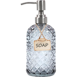 Дозатор мила для ванної кімнати та кухні зі скла та нержавіючої сталі 304 (сірий)