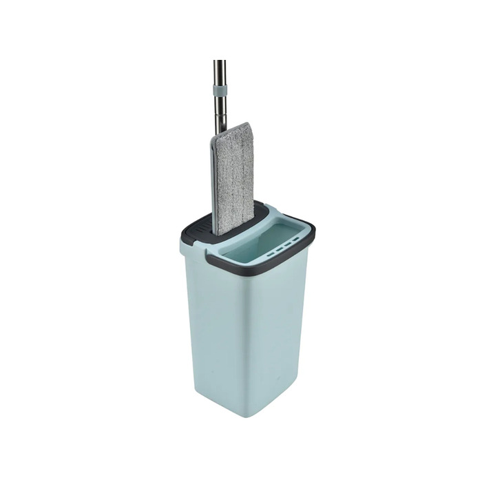 Плоский швабра з віджимачем та двокамерним відром для миття підлоги, 3 смінні насадки