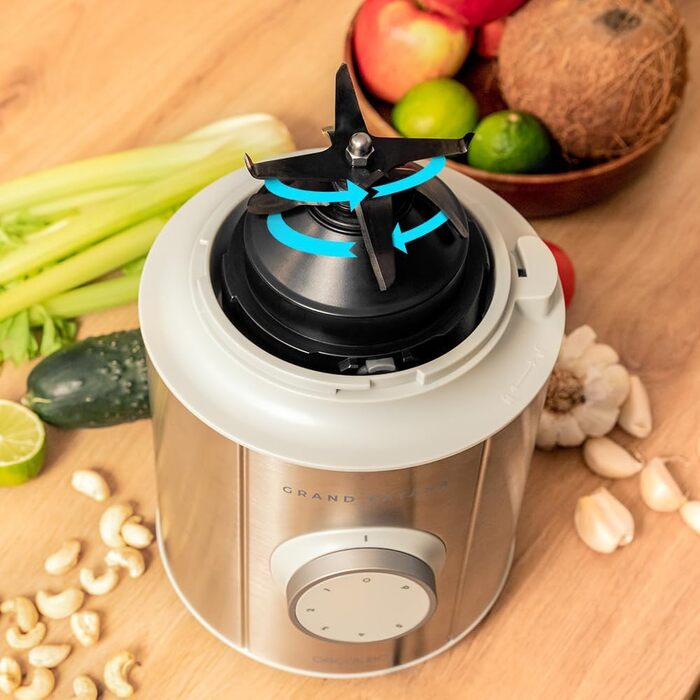 Cecotec Stand Mixer Grand Katana 2700MAX Total Destroy with Maximum Power 2700W, Counter-Rotating Technology, 8-Blade Knife with Black Titanium Coating, Heat-Resistant Jug 1.8L White