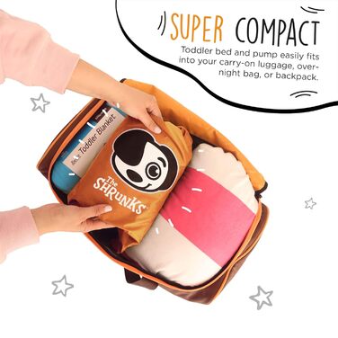 Надувне дитяче ліжко Shrunks® з бортиками - зручне для подорожей, кемпінгу та готелів. Біле/коричневе ліжко-матрац 152 x 94 см для малюків