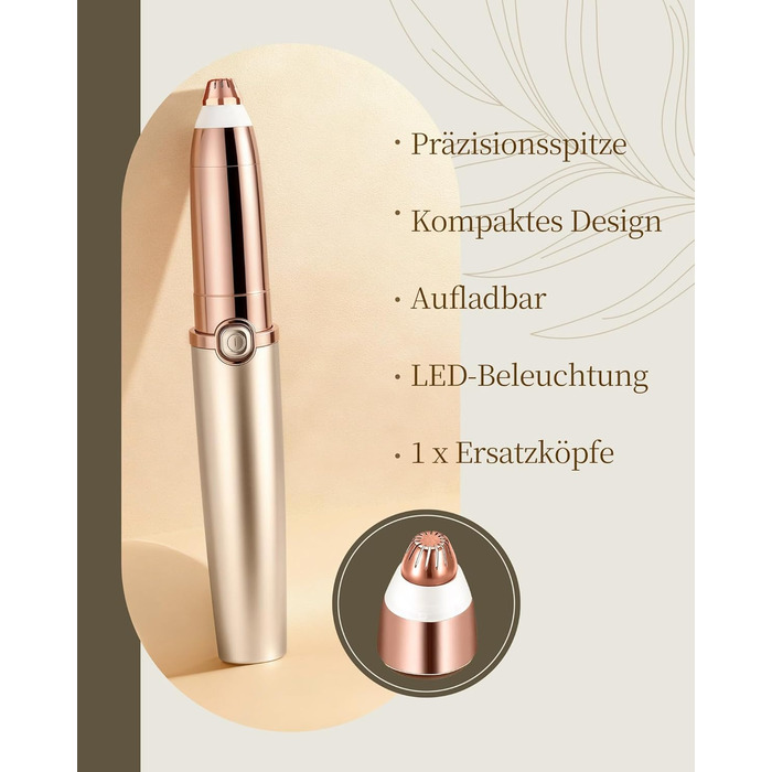 Електричний тример для брів та обличчя для жінок: з запасним наконечником | Швидке та делікатне гоління, портативний коректор брів