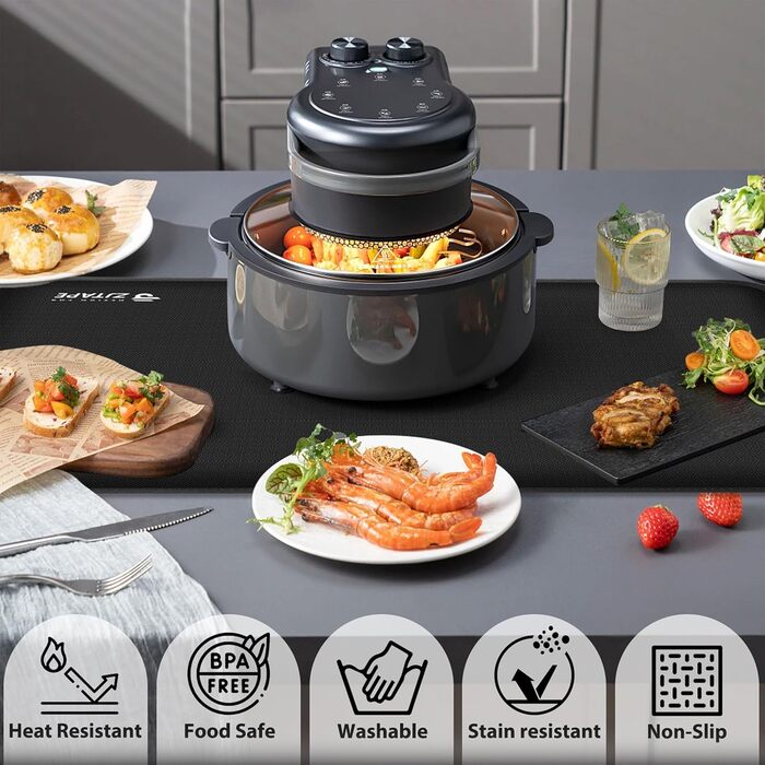 Термостійкий килимок для кухні 80x45 см - захист від нагрівання, силіконовий, чорний