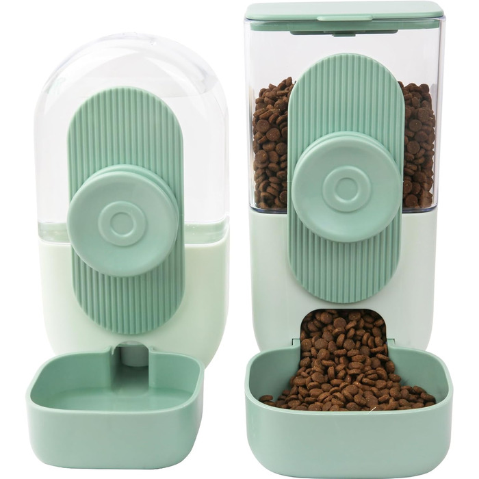 HENYEER Automatic Pet Feeder and Water Dispenser - Hanging Design for Small Animals (Rabbits, Ferrets, Cats, Dogs, Birds) - Green