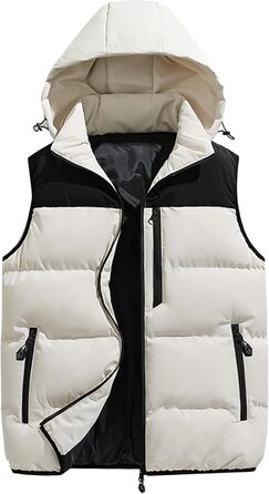 Чоловіча зимова жилетка AIEOE з капюшоном, тепла степна жилетка, стильний блоковий колір, розміри EU S-XL (Хакі, L)
