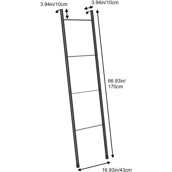 Підставка для рушників настінна металева біла – тримач для рушників, ковдр, простирадл (4 яруси, білий/чорний)