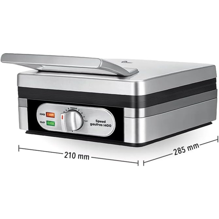 Електричний вафельниця LITTLE BALANCE 8384 Speed Waffeln - для приготування бельгійських вафель, 1400 Вт, сріблястий металік