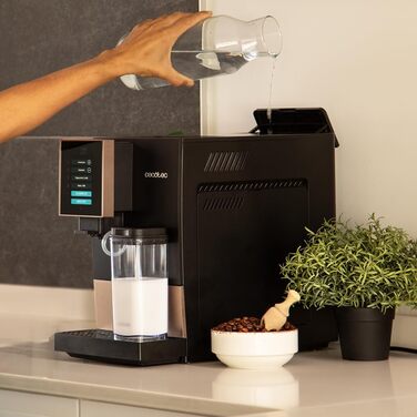 Автоматична кавомашина Cecotec Cremmaet Compactccino Black Rose, 19 Бар, з контейнером для молока, термоблоком, 5 рівнями помелу, резервуаром для кави 150 г