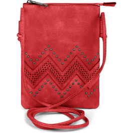 Сумка жіноча styleBREAKER міні через плече з вирізами зигзаг та заклепками, червона 02012211