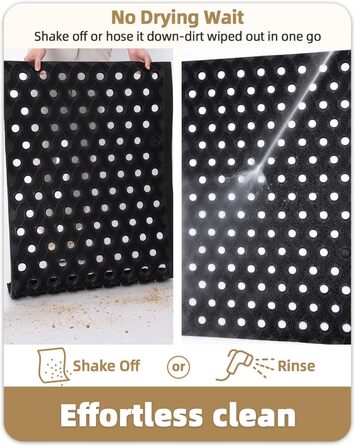 Килимок для порогу COLOR&GEOMETRY Null Geruch TPE, Heavy Duty, 43x75 см, чорний. Екологічний, не потребує обслуговування, антиковзаюча, для дому, тераси, гаража.