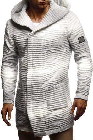 Чоловіча в'язана куртка Leif Nelson з капюшоном та блискавкою - чоловічий кардиган з м'якого трикотажу, XXL, бежево-сірий