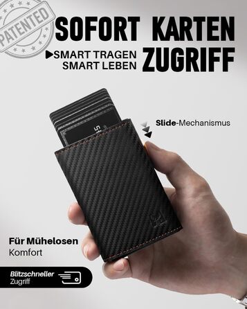 Гаманець чоловічий з RFID-захистом Karbon Orange: смарт-гаманець з вікном для документів, відділенням для монет, 6 картки