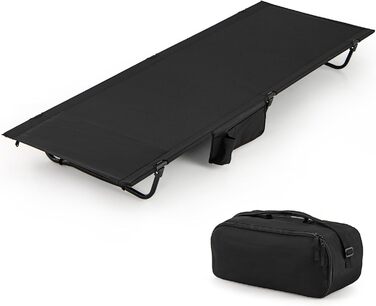 Лежанка для кемпінгу Costway, розкладне ліжко для відпочинку, 193x70 см, чорне, вантажопідйомність 200 кг