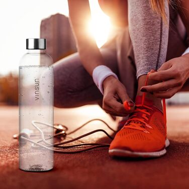 VINSUN Water Bottle 650ml, 1000ml, 1500ml - Leak-proof, Carbonated Drink Compatible, BPA-free, Tritan - Lightweight Water Bottle for Sports, Outdoor Activities, School, Cycling, Office (650 ml, Transparent)