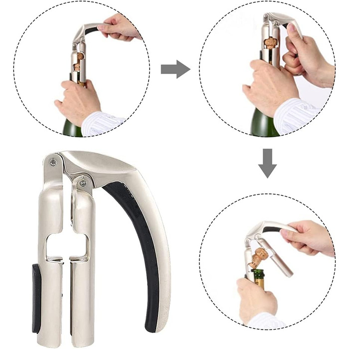 Професійний штопор для шампанського, вина та ігристих вин - відкривач для барів та кухні (сріблястий)
