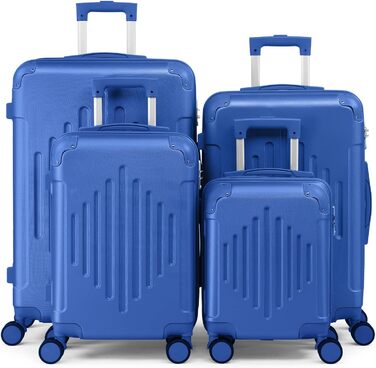 Набір валіз LEADZM 4 шт. з ABS, жорсткий кейс-ролер з телескопічною ручкою, ручна поклажа (темно-синій)