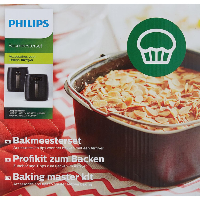 Набір для випікання Philips HD9925/01 для фритюрниці Airfryer Turbostar, форма для випічки та 7 силіконових форм для мафінів, 0,8 кг, аксесуари для фритюрниці