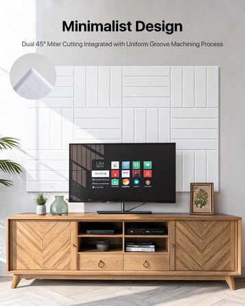 Акустичні панелі Soundsbay для шумоізоляції, самоклеючі звукопоглинаючі плити з поліестеру, 30×30×0.9 см, білі (12 шт.)