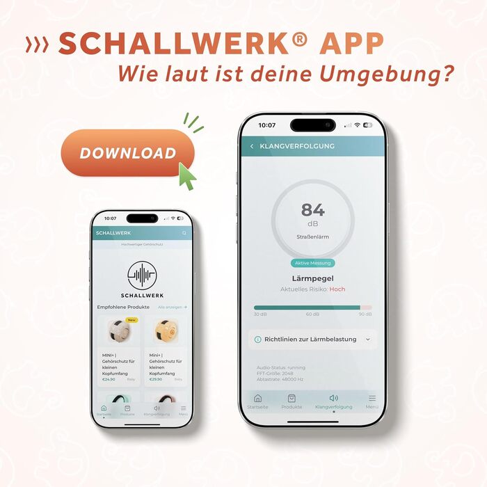 Schallwerk Mini+ - Навушники-захисники для малюків: захист від шуму, преміум-якість, колір кораловий