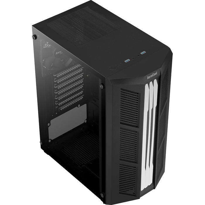 Корпус ПК Aerocool PRIME ATX з RGB підсвічуванням, загартоване скло, 12 см вентилятор, чорний