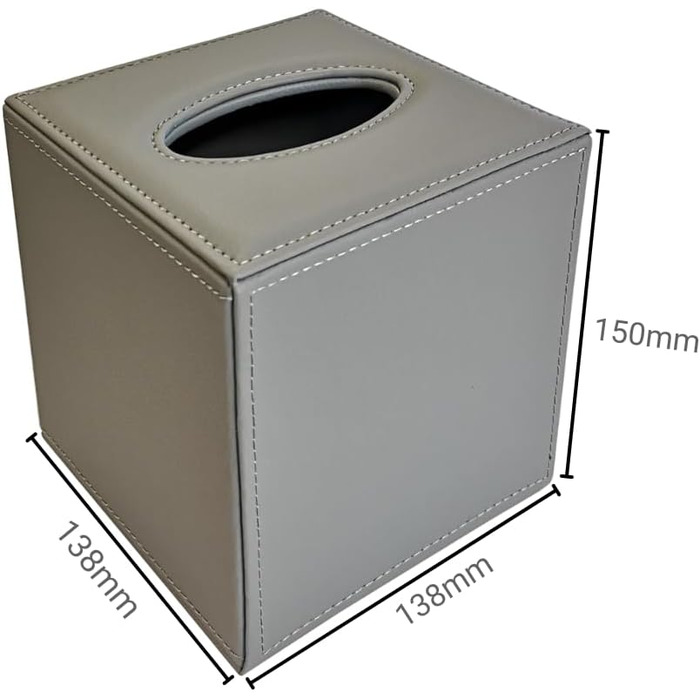 OSCO коробка для серветок з екошкіри, квадратна, сіра, 138x138x150 мм, для дому та офісу
