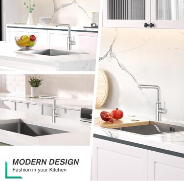 Кухонний змішувач CREA з висувною лійкою та 2 режимами струменя, поворотний на 360°, з нержавіючої сталі, матовий, для кухні