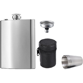 Фляга з воронкою та 4 маленькими чашками Zixrmor 1X304, 8oz (227 мл), з нержавіючої сталі, срібна