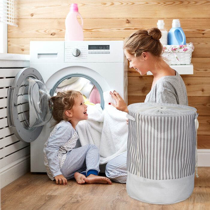 Relaxdays Fabric Laundry Basket with Stripes