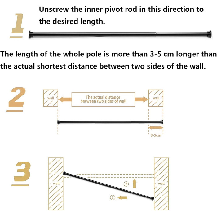 Штанга для душу без свердління, нержавіюча сталь, регульована, 85-160 см, діаметр 25 мм, срібляста