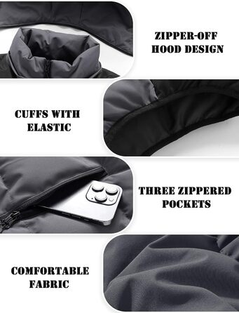 Чоловіча зимова жилетка AIEOE для активного відпочинку, тепла термо-жилетка з капюшоном, сіра, розміри EU S-XL