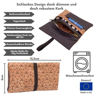 Табачна сумка SIMARU 'Metrisch' для 30 г, з відділеннями для фільтрів, паперу та запальнички, чохол для тютюну антрацит/бежевий для чоловіків і жінок