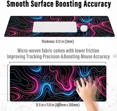 Ігрова мишка Pad Ovenbird з картою, великий XL, 80 x 30 см, чорний