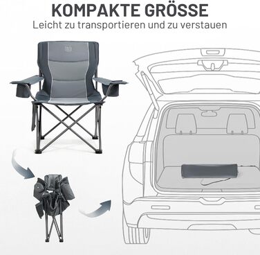 Кампінговий стілець розкладний Timber Ridge 2 шт, 200 кг, сірий, з ізольованою сумкою-холодильником, 63 см ширина сидіння - зручний для кемпінгу, риболовлі, саду