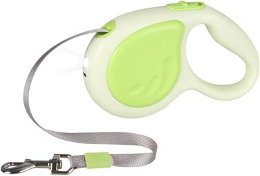Висувна поводок для собак, 4.8м, міцний рулон з поворотним гачком на 360° та LED-підсвіткою, для собак та котів середніх та малих порід (до 30 кг), колір зелений