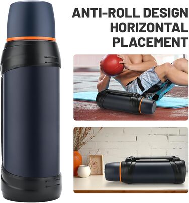 2.5L Thermos Flask/Thermos Jar, Stainless Steel Insulated Flask/Drinking Bottle, Insulated Flask with 2 Drinking Cups, Double-Walled Insulation Camping Water Bottle, 24h Hot & Cold (Dark Blue)