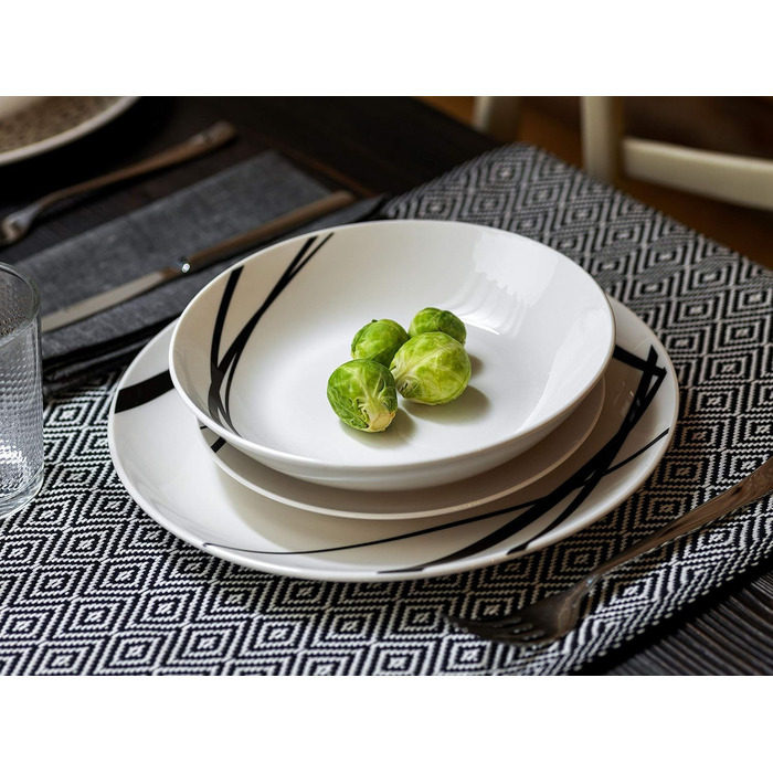 Сервіз Tognana Graphic, 18 предметів, для 6 осіб, порцеляна, білий