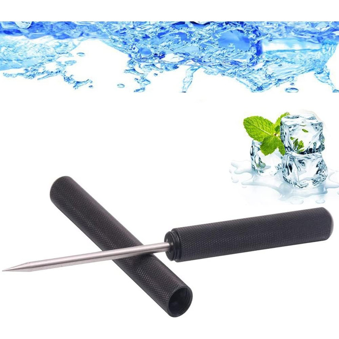 Roos 22.9 cm Portable Ice Pick with Aluminum Alloy Safety Cover Kitchen Tool Black