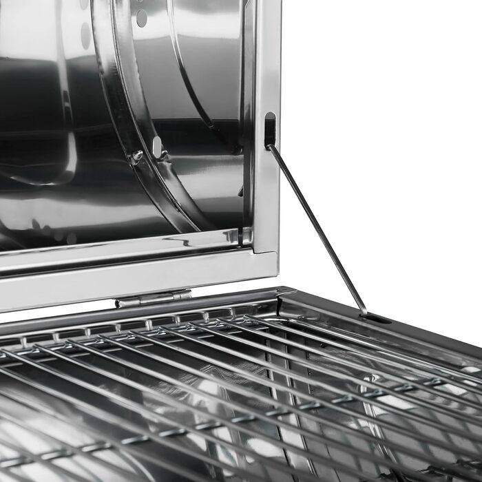 BBQ гриль із нержавіючої сталі tectake, велика подвійна решітка, для вугілля, срібний