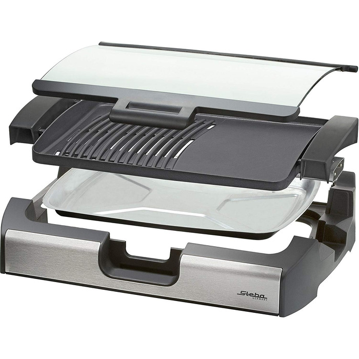 Steba VG 200 Single Tabletop Grill with Glass Lid - 2200W Electric Grill with Hot Zone & Grill Patterned Aluminum Plate
