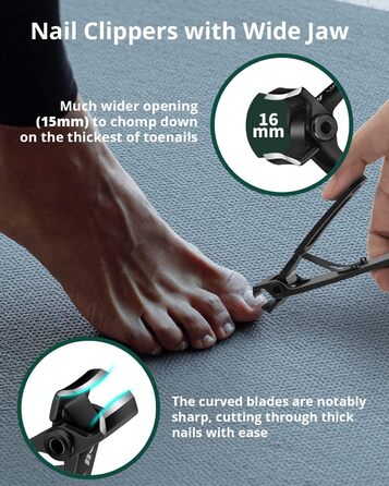 Набір з 2 шт. кусачок для нігтів: професійні, з нержавіючої сталі, для товстих нігтів, з контейнером для сміття. Підходить для нігтів на руках та ногах.