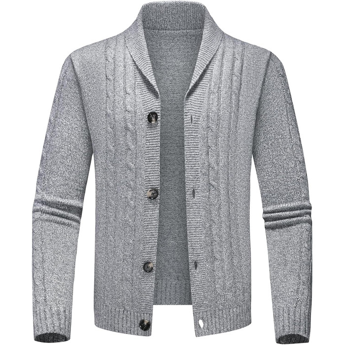 Чоловічий светр з коміром-стійкою, в'язаний пуловер, однорядний, стильний светр для осені та зими (світло-сірий, XXL)