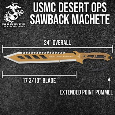 Мачете UNITED CUTLERY USMC Desert OPS з пилкою та чохлом