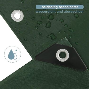 280g/m² Cover Sheet / Fabric Sheet made of PE [without recycled materials], waterproof and reinforced protective sheet for garden furniture, pool, car, trampoline, with 16m rope for fastening (4x8m, Green)