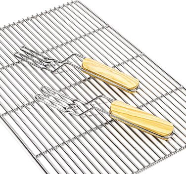 Решітка для гриля BBQ, 54x34 см, з нержавіючої сталі, з ручками, для газових та купольних грилів