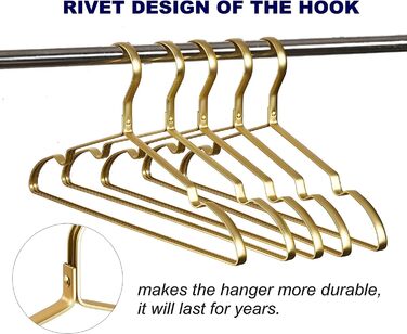 Amber Home 20-Piece 42cm Lightweight Aluminum Iron Clothes Hangers, Matte Gold Metal Clothes Hangers with Non-Slip Groove for Suit, T-Shirt, Shirt, Jacket, Dress, Pants