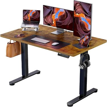 Електричний регульований стіл ErGear 120×60 см, ергономічний комп'ютерний стіл для дому та офісу з 4-позиційною пам'яттю, вінтажний коричневий