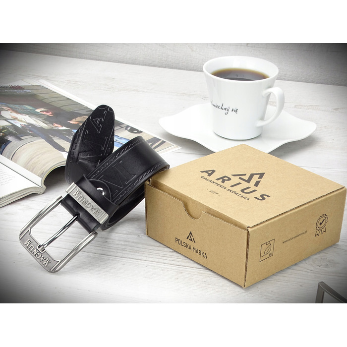 Чоловічий шкіряний ремінь Arius Magnum, чорний, 3,9 см, класична пряжка
