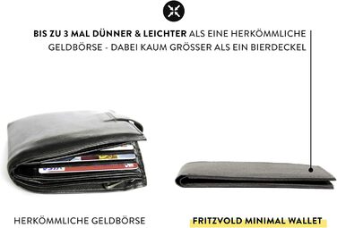 FRITZVOLD MINIMAL Wallet, RFID Protection & Expanded Coin Pocket, Small, Thin Wallet for Men, Extremely Flat Wallet, Slim Wallet, Wallet made of Washable Paper Leather, Black