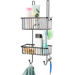 Bremermann Shower Shelf, Shower Basket, Bathroom Shelf for Hanging, 2 Baskets (Black)